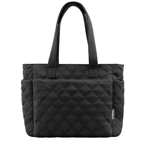 TRIOBASE Tote Bag for Women,Lightweight Quilted Handbag with Compartments,Puffer Shoulder Tote Bag with Zipper for Work,Travel,Gym