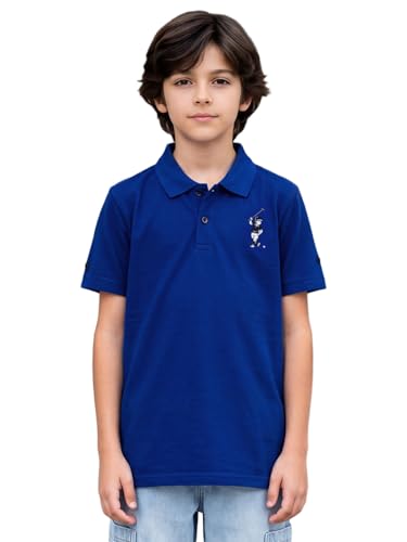 Image of Li'l Tomatoes Boys Sports Polo T-Shirt Polyester Casual Summer Tee | inchGolf Player inch Printed Collar Neck T-Shirt | Lightweight & Breathable Half Sleeve Sports Wear | Stylish Polo Tee | 9-16 Years