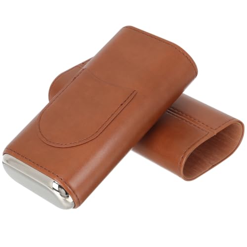 Estuche para cigarros de cuero PU marrón Homoyoyo ligero portátil