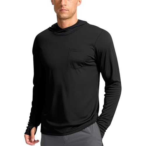 UPF 50+ Fishing Shirts for Men Long Sleeve with Hood UV Sun Protection Hoodies Outdoors Rash Guard Swim Workout Tops4