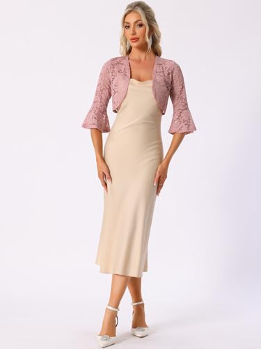 Cárdigan bolero de encaje calado elegante con mangas acampanadas fluidas 4