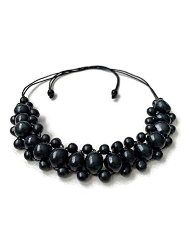 Black Tagua Choker NecklaceTAG617. Black Tagua Nut Jewelry, Handmade Organic Necklace, Eco Friendly Jewelry, Black Tagua Necklace, Tagua Nut