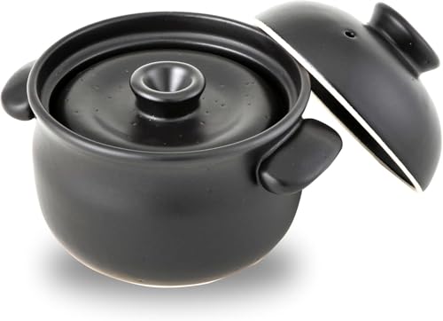土鍋 ごはん鍋 1合炊き 直火用 電子レンジ対応 食洗機対応 オーブン対応/炊飯土鍋 炊飯器 調理器具 昔道具 母の日 父の日 敬老の日 誕生日 クリスマス 結婚祝い 就職祝い 一人暮らし 引っ越し祝い 新築祝い (1合,ブラック)