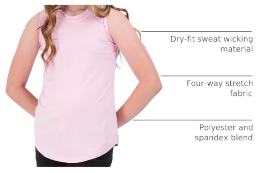 Image of Real Essentials 4 Pack: Girls' Dry-Fit Active Tank Top - Gym Running Workout Athletic Shirt for Kids Teens Youth