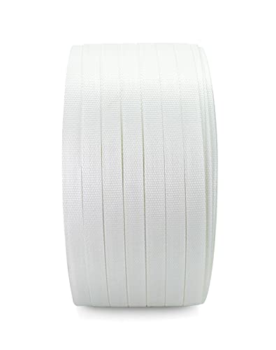 qwork 3434 x 164039 woven cord strapping roll heavy duty polyethylene braided rope strap roll 1830 lb strong break strength 634 x 334 core strength and flexibility white