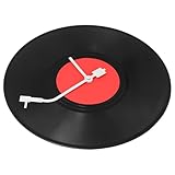 FONDOTIN Orologio da Parete Vintage in Plastica Forma Disco in Vinile Nero, Facile da Installare e Preciso, per Decorare Soggiorno e Camera da Letto