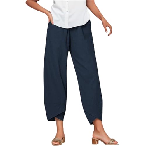 Linen Pants Women Jeans Linen Pants Women Casual Cotton Linen Wide Leg Cropped Trousers Summer Print Lounge Palazzo Pant with Pockets Vacation Black Denim Pajamas Trendy 2025 Cargo