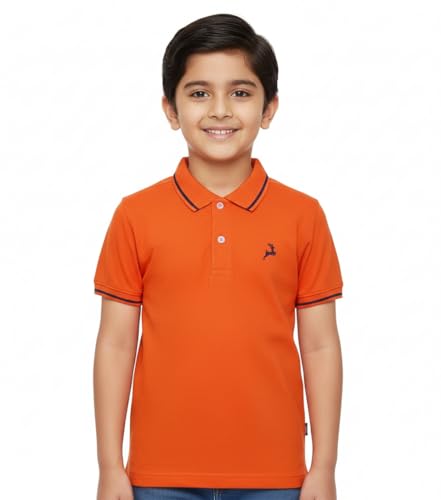 Image of Cloth Theory Boys Cotton Polo T-Shirt for Kids Regular Fit Half Sleeve Casual Summer Polo Neck T-Shirt