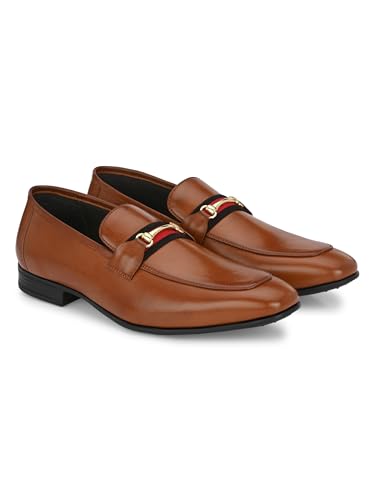Image of San Frissco Men's Formal Loafers Leatherette Trending Shoes with Buckle,Semi Casual Cushioned Footbed Formal Moccasin for Office, Party Slip-On Loafers,Elegant, Lightweight & Comfortable