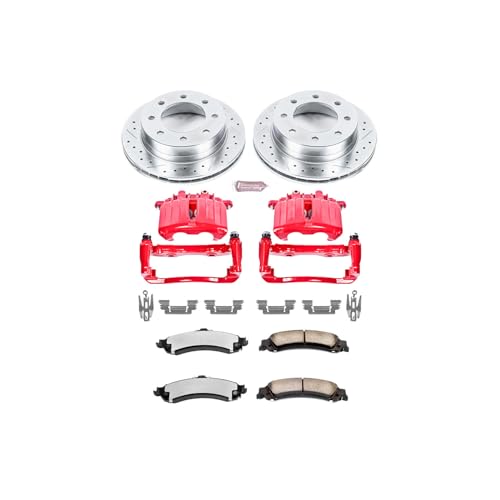 Image of PowerStop Front Brake & Caliper Kit for Honda Civic 1996-05 | Honda Insight 2010-14 - Drilled & Slotted Disc Rotors + Carbon-Fiber Ceramic Brake Pads + Red-Powder Coated Calipers, KC690-26