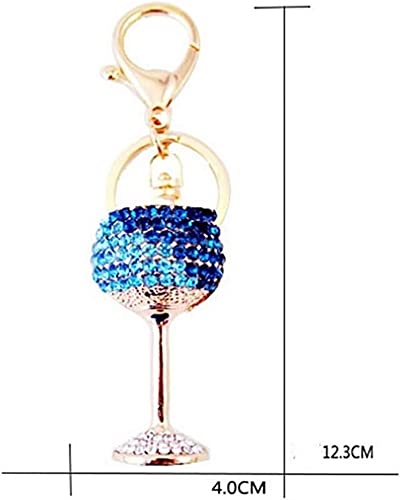 Esito Cartoon Keychain Crystal Rhinestone Keychain Red Wine Glass Keyring Handbag Bucket Car Pendant Keyring Jewelery Gift Cartoon (Color : Blau, Size : 1) #TOP3