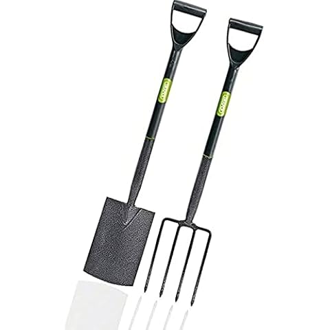 tradefirst Heavy Duty Garden Fork And Spades For Digging 【|】 Carbon Steel Garden Fork And Spade Set Tilted Plastic Handle 【|】 Garden tools For Gardening Cover