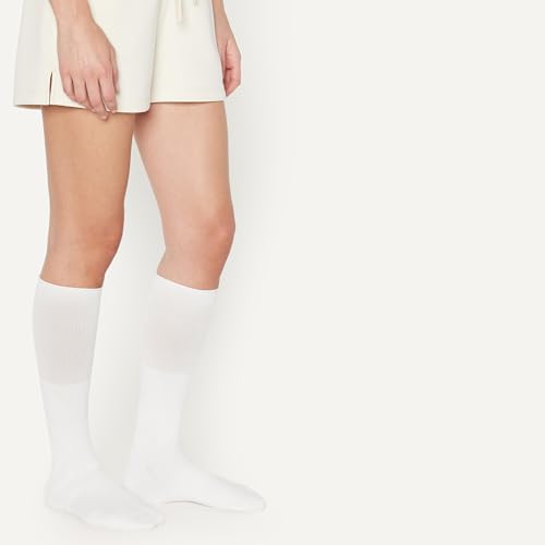 Amazon Essentials Women's Soccer Socks, Over-the-Calf Athletic Fit with Zone Cushioning and Arch Support, 3 Pairs, White, 6-9 - image 2