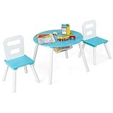 Espace de Rangement Spécial — Le milieu de la table ronde dispose d'un espace de rangement, qui peut être utilisé pour placer les petits jouets de votre enfant sans prendre de place du tout. La conception avec un couvercle au milieu n'affecte pas l'utilisation quotidienne.
