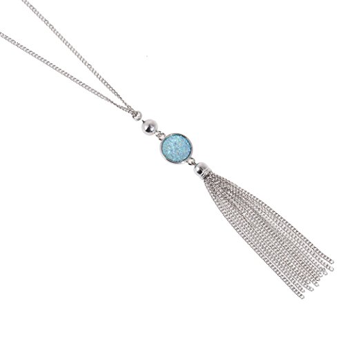 Sautoir vintage longue chaîne de pull pendentif gland bohème