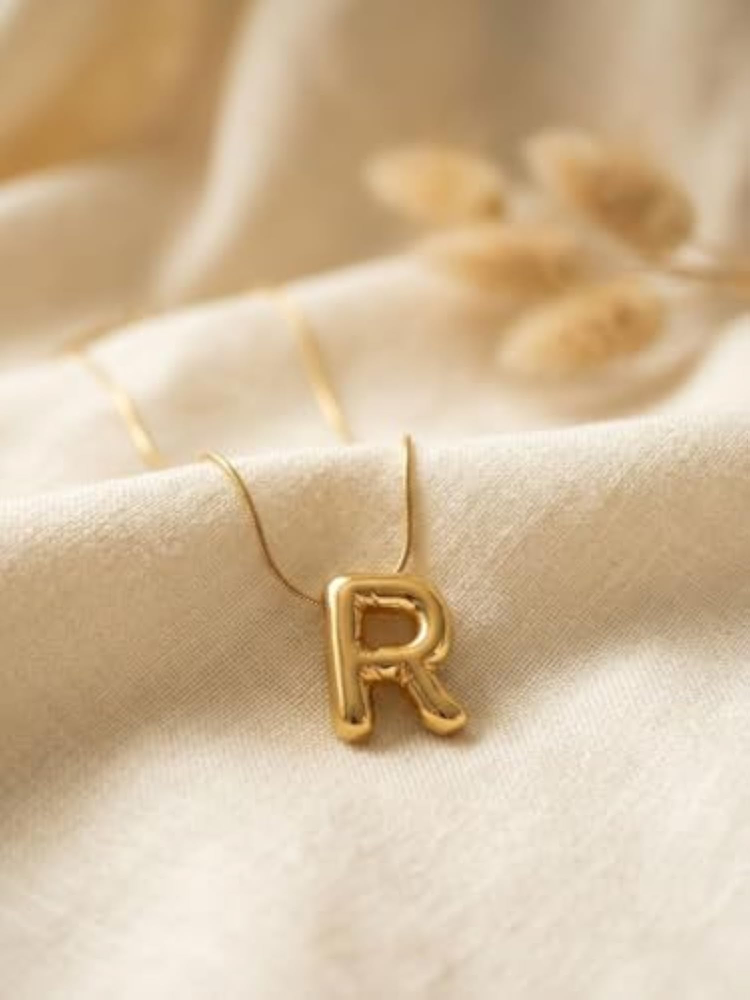 Personalized Bubble Initial Necklace, Letter R Pendant