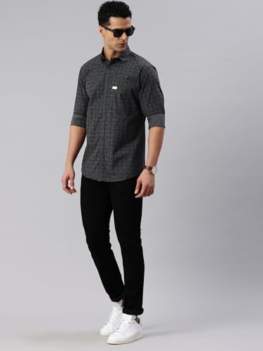 Image of Majestic Man Cotton Checkered Slim Fit Casual Shirt For Men