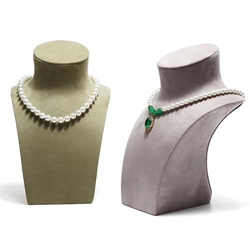 Présentoir à bijoux colliers de perles buste vertical grigio
