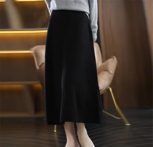 Women's Wool Knitted Middle and Long High Waist Joker Hip A Step Skirt4