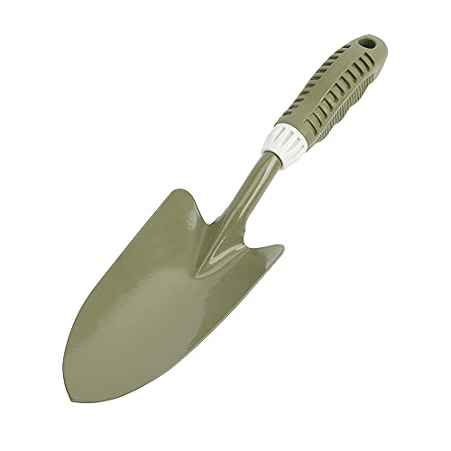 JonesHouseDeco Truelle à main en acier au carbone anti-courbure 34.5 cm ergonomique résistant à la rouille avec poignée en PVC souple pour planter, désherber, déplacer et lisser le sol #2010 Cover