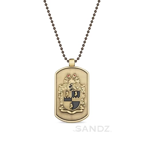 SANDZ Alpha Phi Alpha Fraternity Old Gold color dog tag - Double sided with Alpha Phi Alpha Greek letters on front, Crest design on back, Perfect Alpha Phi Alpha Gift2
