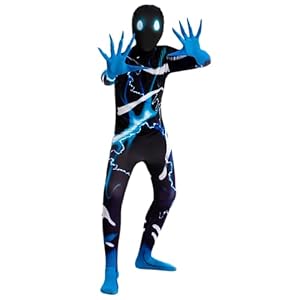 Spooktacular Creations Boys Scary Halloween Costume For Kids Zalgo Slenderman Rake Bodysuit Skinsuit Boys Girls Halloween Dress up Party (Medium (8-10 yr))
