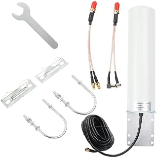 MaxEarn 6Pcs 4G LTE Antenna Set with 5 m Cable and 1-TO-2 SMA Female to Dual Straight TS9/Dual Elbow TS9 Adapter Cables, 3G/4G/LTE Omni-Directional Router Modem Hotspot Network