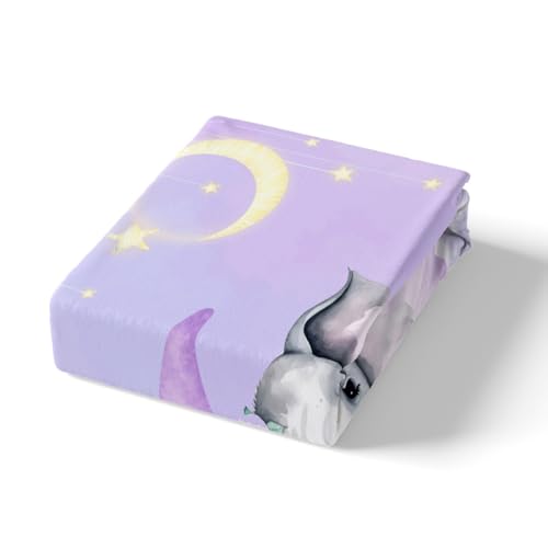 Parure de lit violette motif éléphant lune en polyester doux - 6