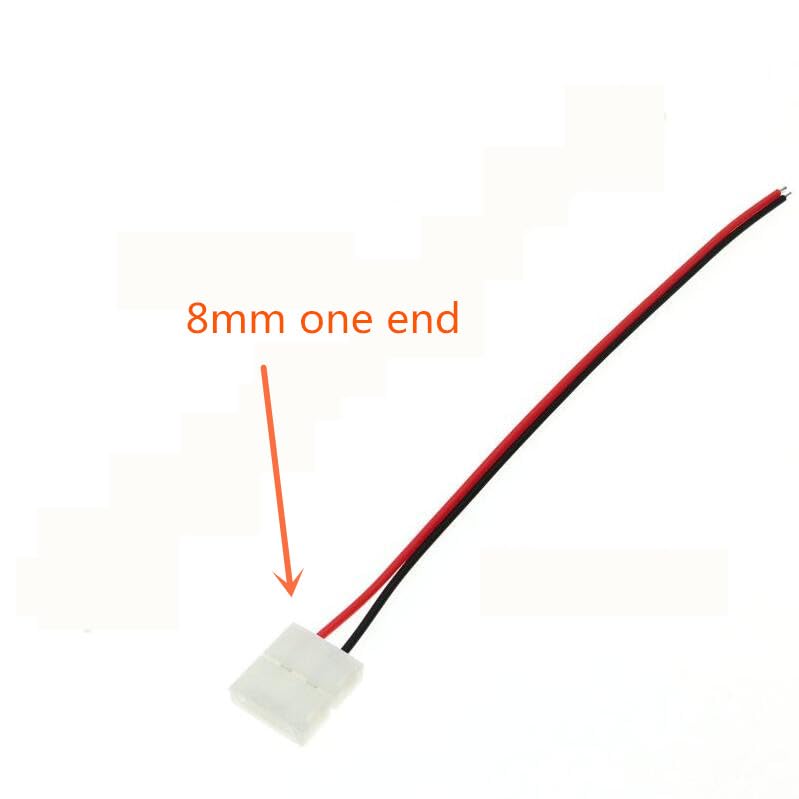 Wiring Connecting Terminals 100pcs/lot LED Strip Connector 2pin 10mm 8mm Two End One End with Wire Free Welding Connector No Need Soldering - (Color: 8mm one end)