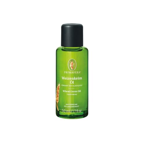 PRIMAVERA Pflegeöl Weizenkeimöl 50 ml – naturreine Pflanzenkraft – Glasflasche – Aromaöl, Körperöl, Schwangerschaftsöl, Naturkosmetik – erhält die Hautfeuchtigkeit, fördert die Elastizität - vegan