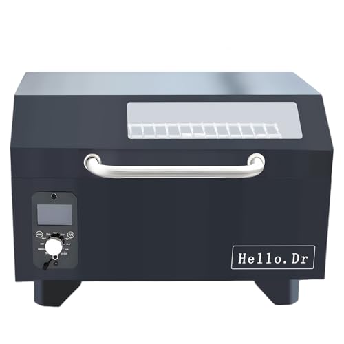 Portable Wood Pellet Grills 900°F，Smoker with Viewing Window – 8-in-1 BBQ, Digital Control, LED Screen, Temperature Control, Meat Probe，Bake and Roast, Ideal for Camping, RV, Beach Backyard