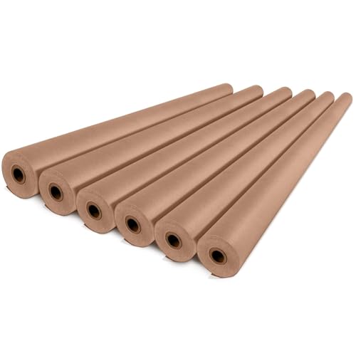 IDL Packaging Rollo de papel kraft marrón de 48 x 125 pies (2160 pulgadas), 30 libras (paquete de 6) – Papel resistente para embalar, mudanza, envío, manualidades, – Papel de regalo kraft natural 100%