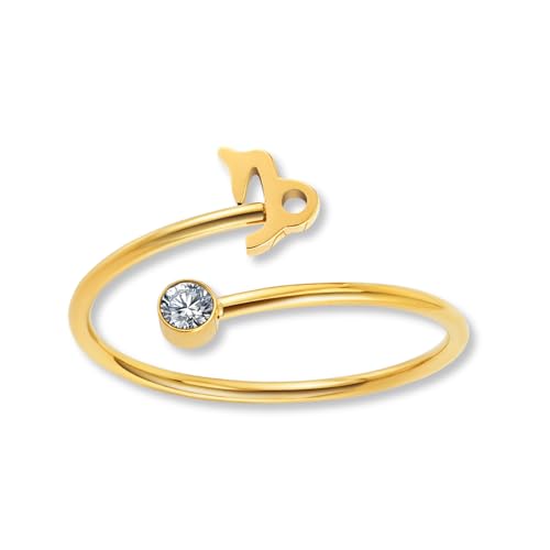 GD GOOD.designs Anillo del zodiaco Capricornio de oro con