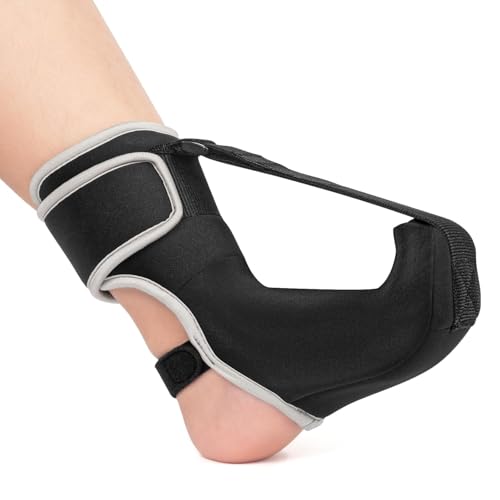 Plantar Fasciitis Night Splint Socks - Soft Plantar Fasciitis Relief Brace for Heel Spurs, Achilles Tendonitis & Foot Drop - Comfortable Sleep Foot Brace for Women and Men Black-M