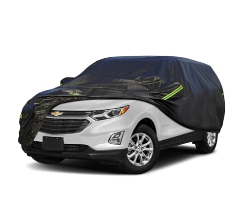 Image of KouKou Waterproof SUV Car Cover Suitable for Chevy Equinox Chevrolet from 2005 to 2025, 7 Layers Windproof All Weather Waterproof Outdoor Cover Sun Rain UV Dust Snow Protection. Black