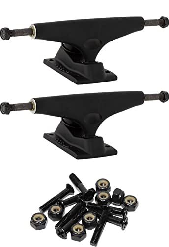 Krux Trucks DLK K5 Black Widow Black Skateboard Trucks - 5.8" Hanger 8.5" Axle with 1" Raven Black Hardware - Bundle of 2 Items