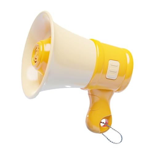 SM SunniMix Megaphone Small Bull Bullhorn Keychain Music Recording Amplifier Portable with Chain Speaker for Adults 3, 4, 5, 7, 8 Year Old, Yellow