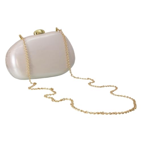 Image of Women Elegant Acrylic Stone Shape Chain Crossbody Bag Chic Marble Shell Purse Wedding Handbag for Banquet Party
