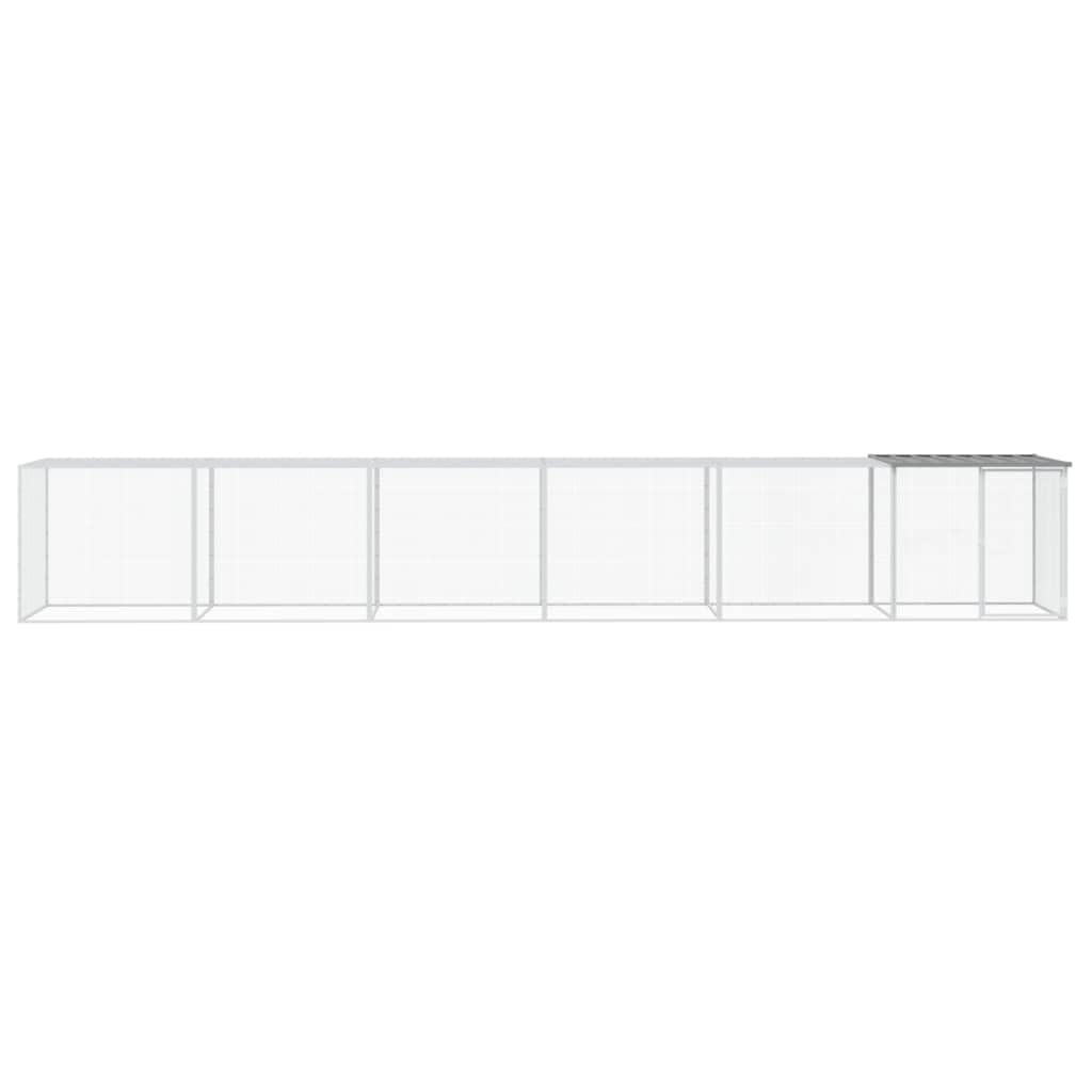 ARKEM Gabbia Polli Tetto Grigio Chiaro 603x98x90 cm Acciaio Zincato,Recinto per Cani da Giardino, Gabbia per Conigli, Recinto per Animali Domestici, Gatti, Cuccioli, Porte con Chiavistello e Parasole,