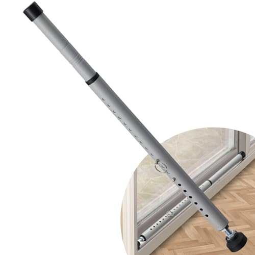 Image of Sliding Door Security Bar, 17.7-50.5inch Heavy Duty Adjustable Sliding Patio Door Lock Bar with Rubber Tips,Diameter 1inch Window Security Bar for Home Apartment Travel Children Women (Grey)