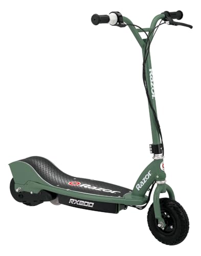 Razor Electric Scooter for Ages 13+, 220 lbs Max Weight,15 MPH High-Torque Motor, 9” Pneumatic Tires, E300 - Portable and Lightweight Outdoor E-Scooter for Teens and Adults, 200 Series, Green