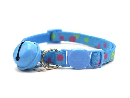 Image of Cat Collar With Bell,Kitten Kitty & Small Dogs Soft Adjustable Collar,Safe,Breakaway For Cats And Puppies-Blue (Lollipop Design),?14 cm,W 2 cm
