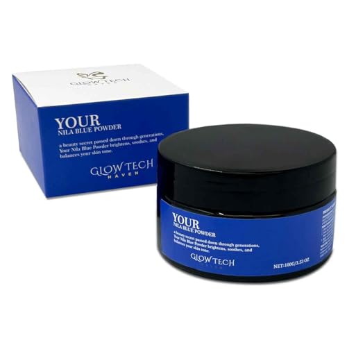 GlowTechHaven Moroccan Blue Nila Powder for Face & Body Nila Face Mask for Skin Brightening Dark Spots & Uneven Skin Tone With Alpha Arbutin & Peptides