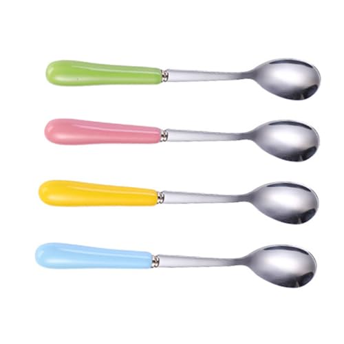 HOLIDYOYO Multi-purpose Stainless Steel Stirring Spoon Ceramic Handle Coffee Spoons Tea Spoons Condiment Spoon for Bar Kitchen