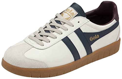 Image of Gola Men's Hurricane Suede Sneaker, Off White Navy Burgundy Gum, 8.5