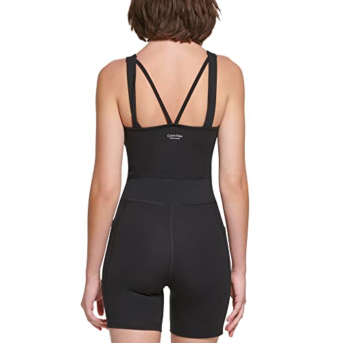 Calvin Klein Performance Women's Bike Short Romper Unitard,Black,Medium #TOP3