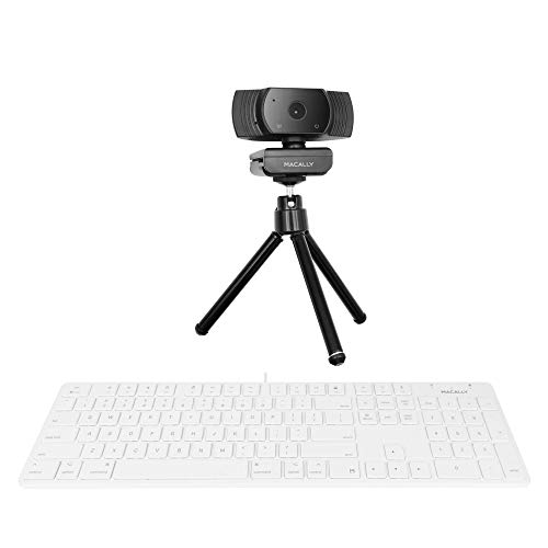 Macally Slim Wired Keyboard and a 1080P Webcam, Enjoy Clear HD Streaming