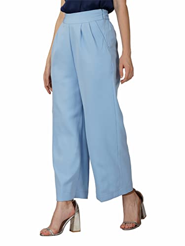 Image of fabcoast High Waist Wide Leg Loose Relaxed fit Women Pants - Flare Style, Half Waistband, Soft and Breathable Fabric - Ideal for Casual and Formal Wear.