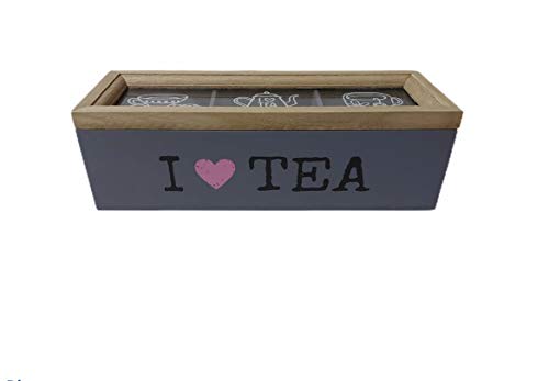 Porta Chá Decorativo de Madeira com 3 Divisórias