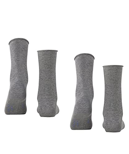 Image of FALKE Womens Happy 2-Pack Socks Light Grey EU 35-38 (US Women's 5-7.5) One Size